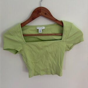 Topshop Light Green Ribbed Crop Top